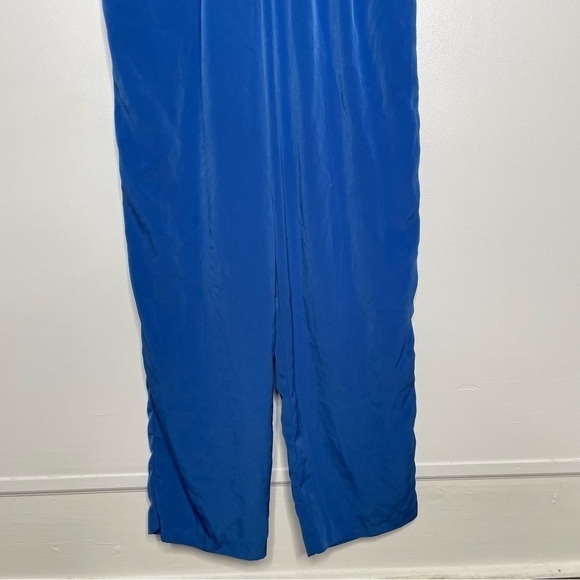 💫 VINTAGE | Cobalt Blue Sheen Parachute High Rise Pleated Tapered Leg Trousers - Picture 4 of 6